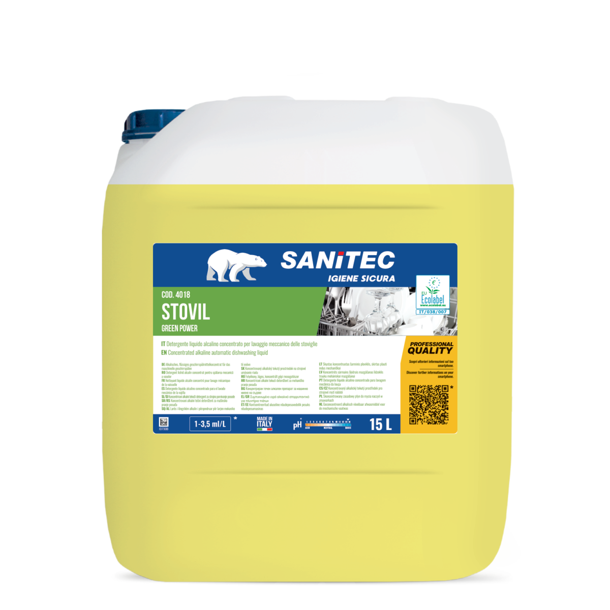 Detergente lavastoviglie Stovil Green Power ecologico professionale 15lt