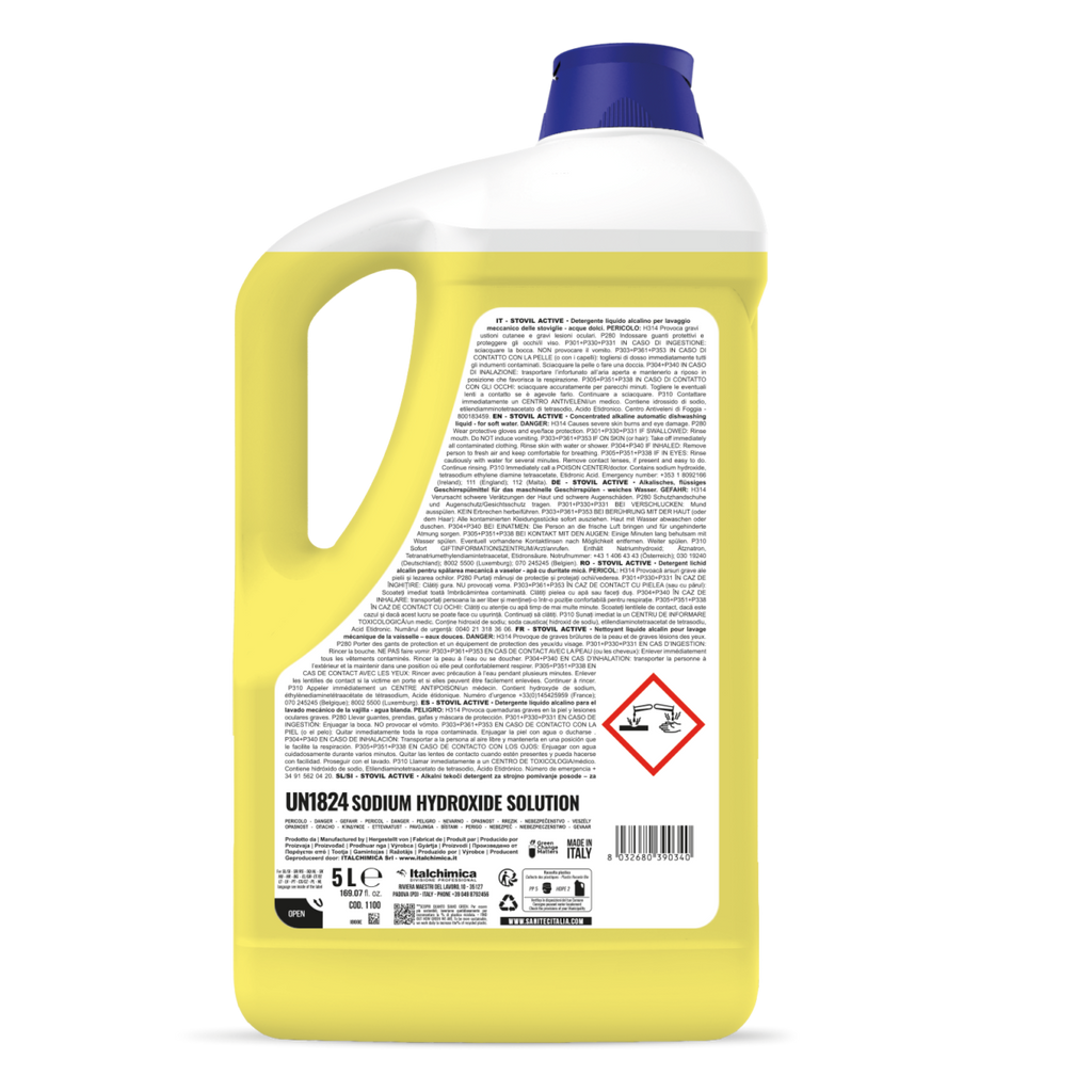 Stovil Active SANITEC – detergente lavastoviglie acque dolci flacone 15L