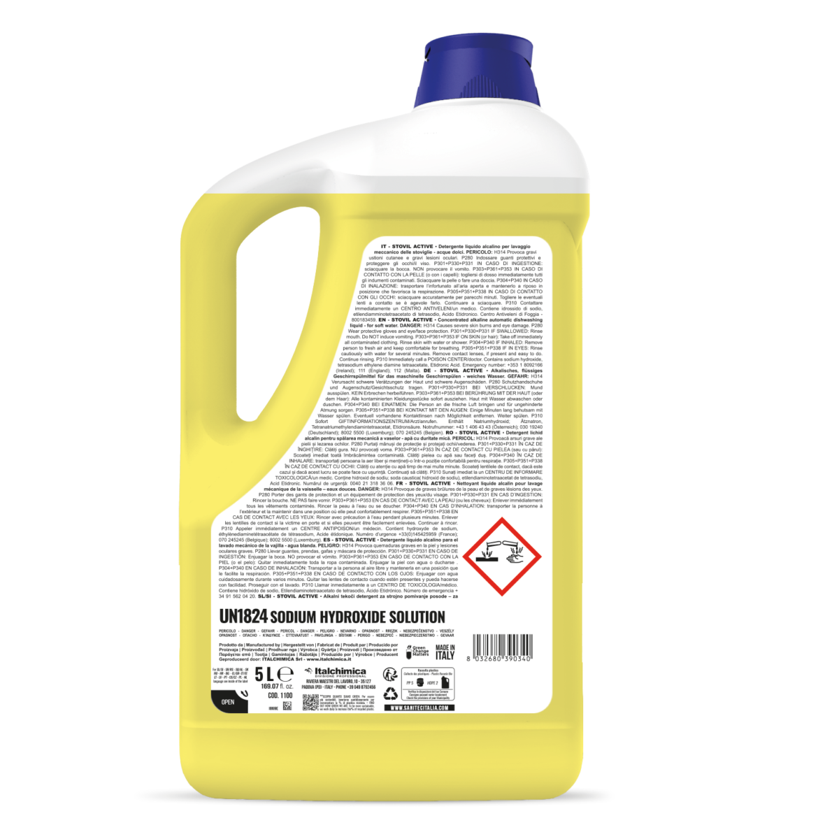 Stovil Active SANITEC – detergente lavastoviglie acque dolci flacone 15L