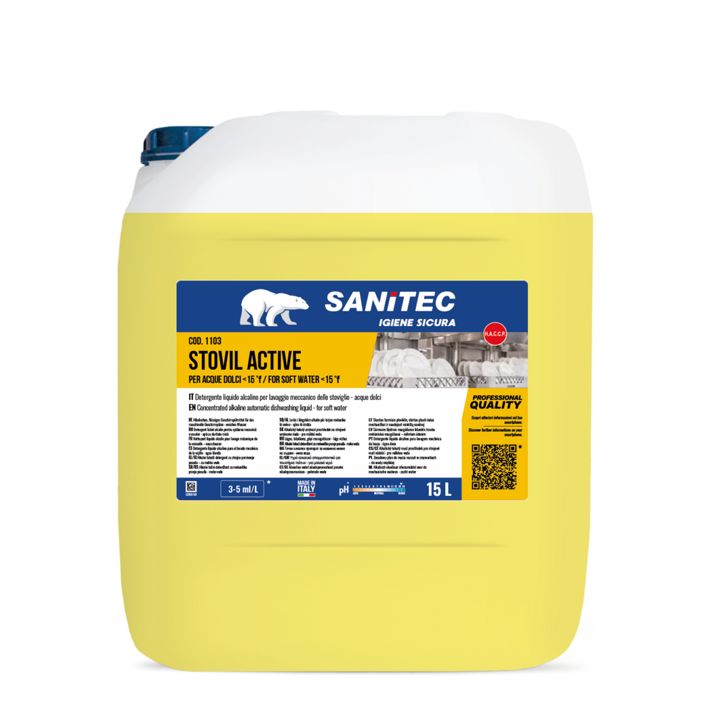 Stovil Active SANITEC – retro flacone con ingredienti e dosaggi