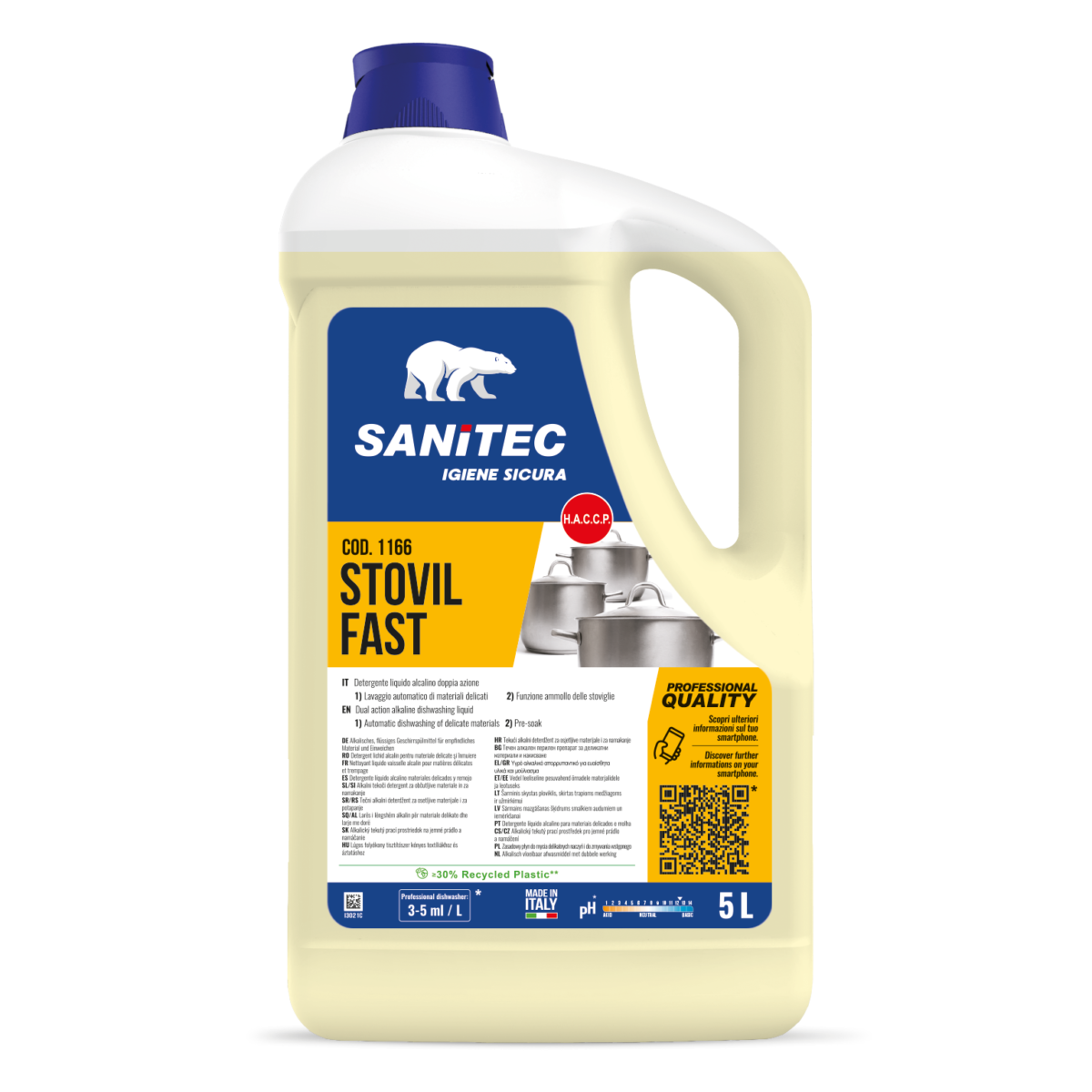 Stovil Fast SANITEC – detergente ammollo stoviglie flacone 5L