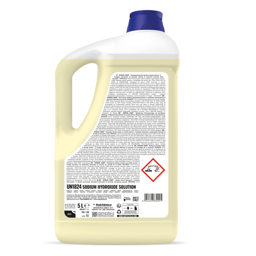 Stovil Fast SANITEC – retro flacone con ingredienti e dosaggi