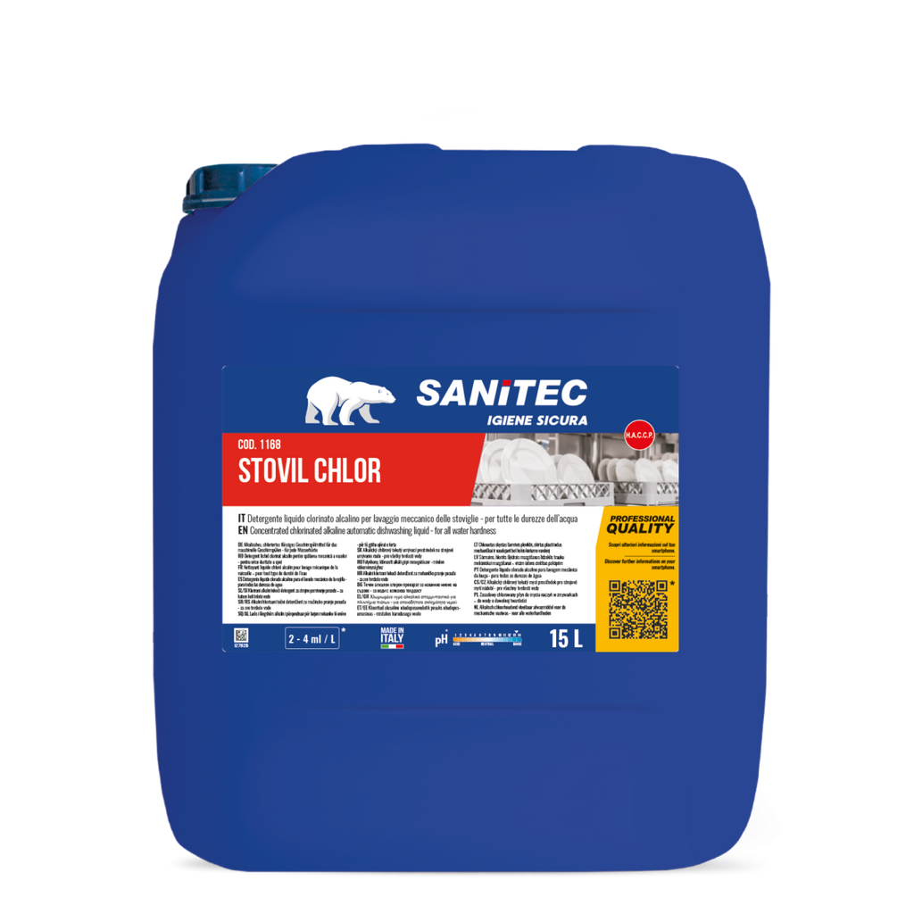 Stovil Chlor SANITEC – detergente lavastoviglie clorinato flacone 15L