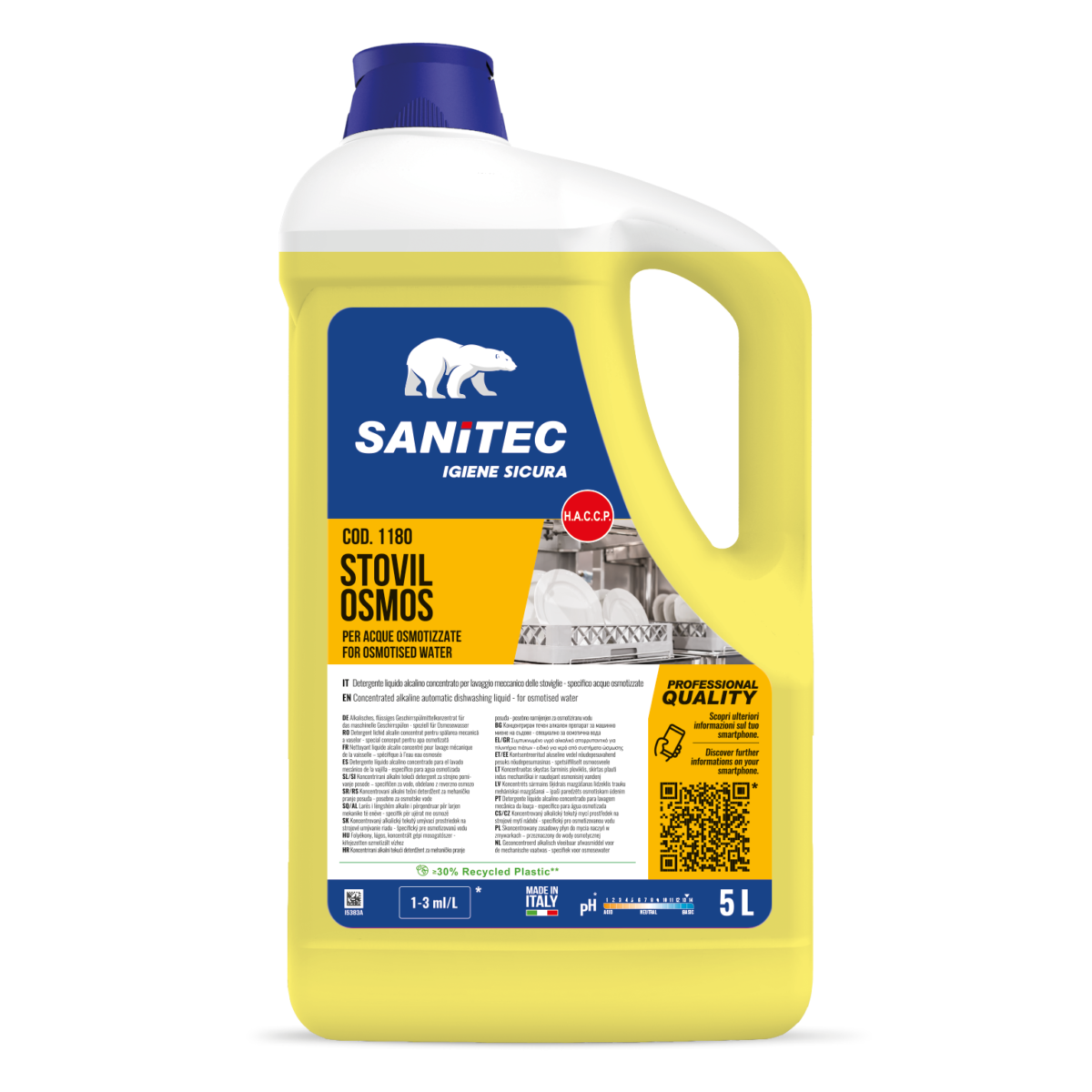 Stovil Osmos SANITEC – detergente lavastoviglie acque osmotizzate flacone 5L