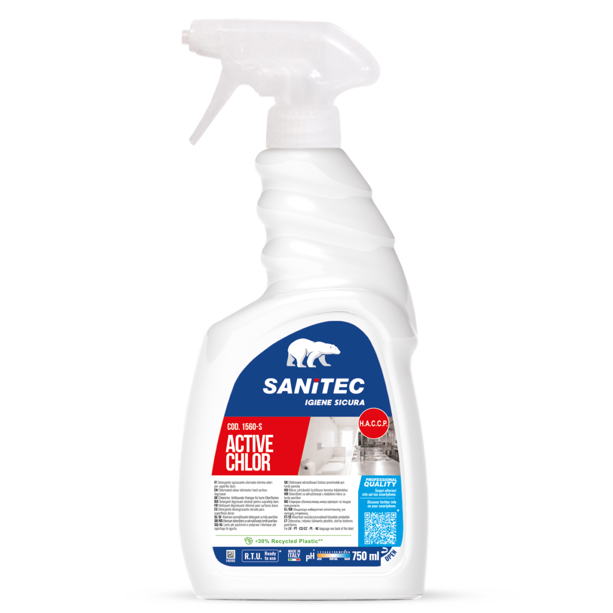 Disinfettante ipoclorito Active Chlor SANITEC per superfici 750ml
