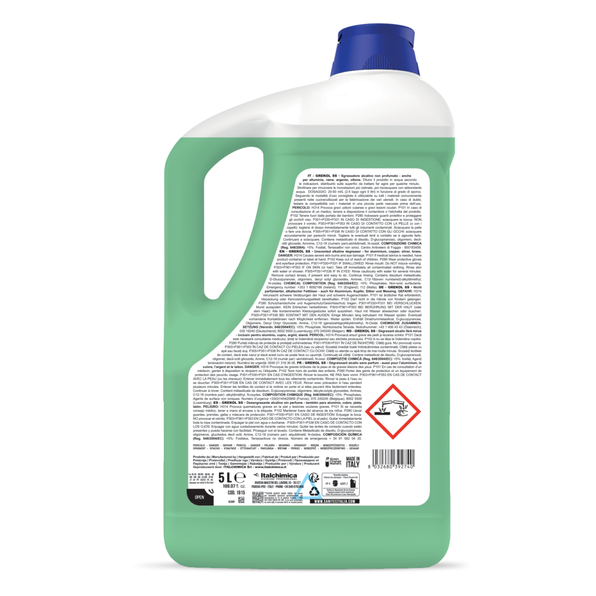 Grekol SS – Sgrassatore per Alluminio, Rame e Metalli Delicati