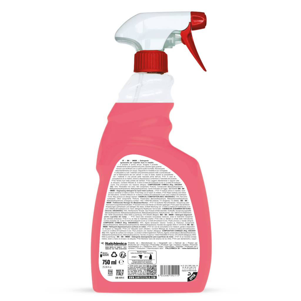 S6 Inox – Detergente Sgrassante Spray per Acciaio Inossidabile