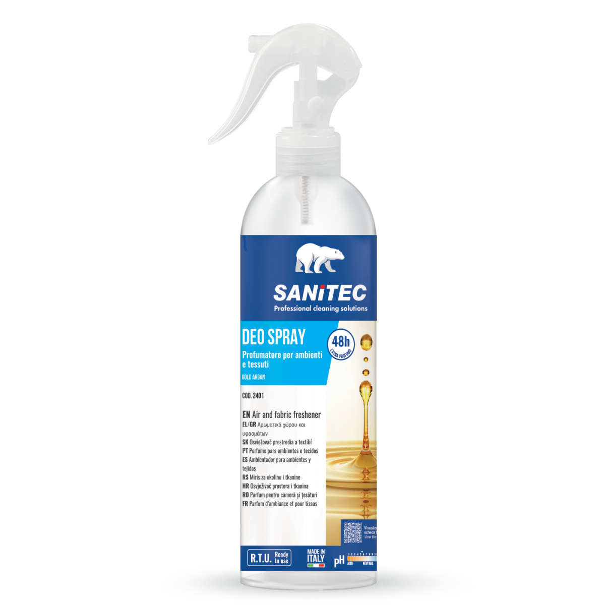 Deo Spray SANITEC deodorante ambiente 48 ore efficacia argan