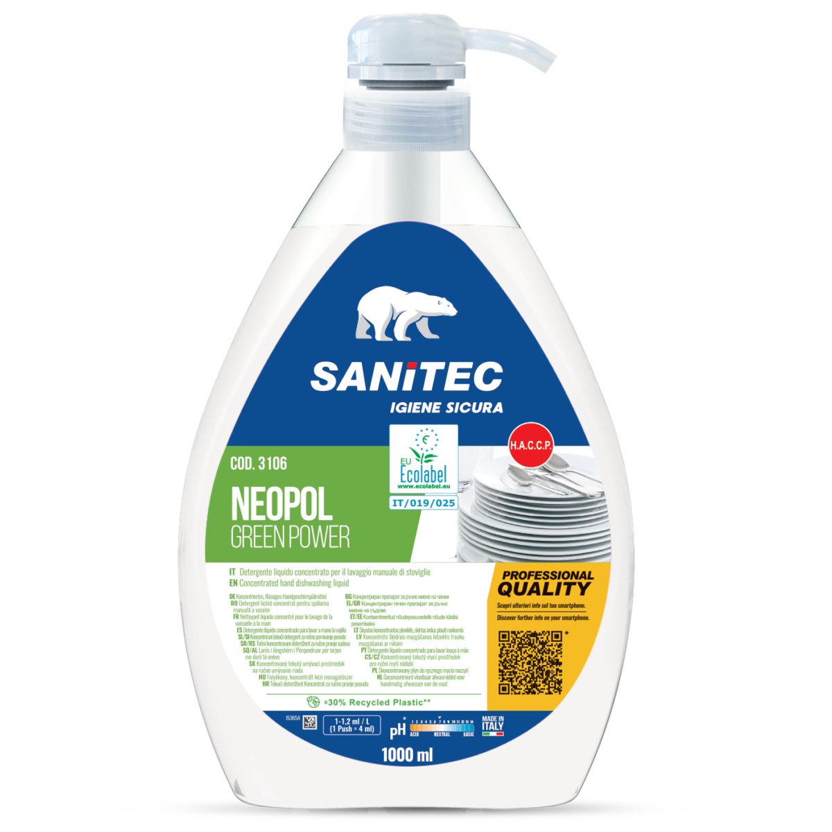 Neopol Green Power – Detersivo Piatti Manuale Ecolabel