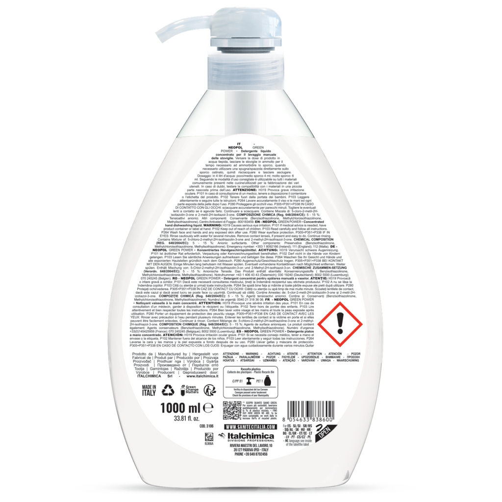 Neopol Green Power – Detersivo Piatti Manuale Ecolabel