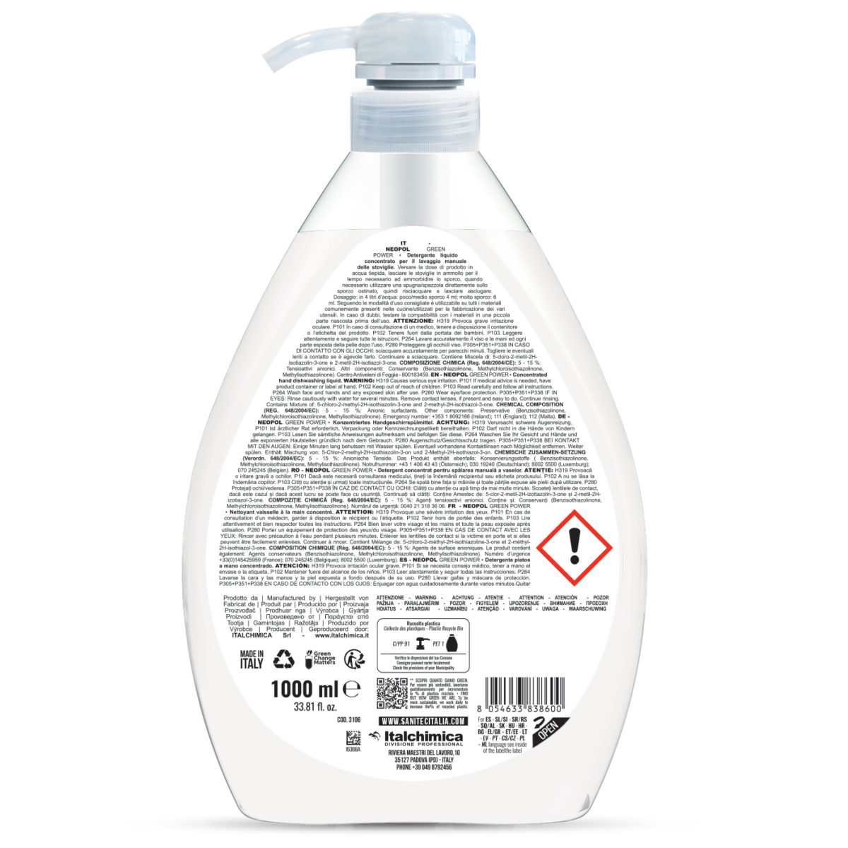 Neopol Green Power – Detersivo Piatti Manuale Ecolabel