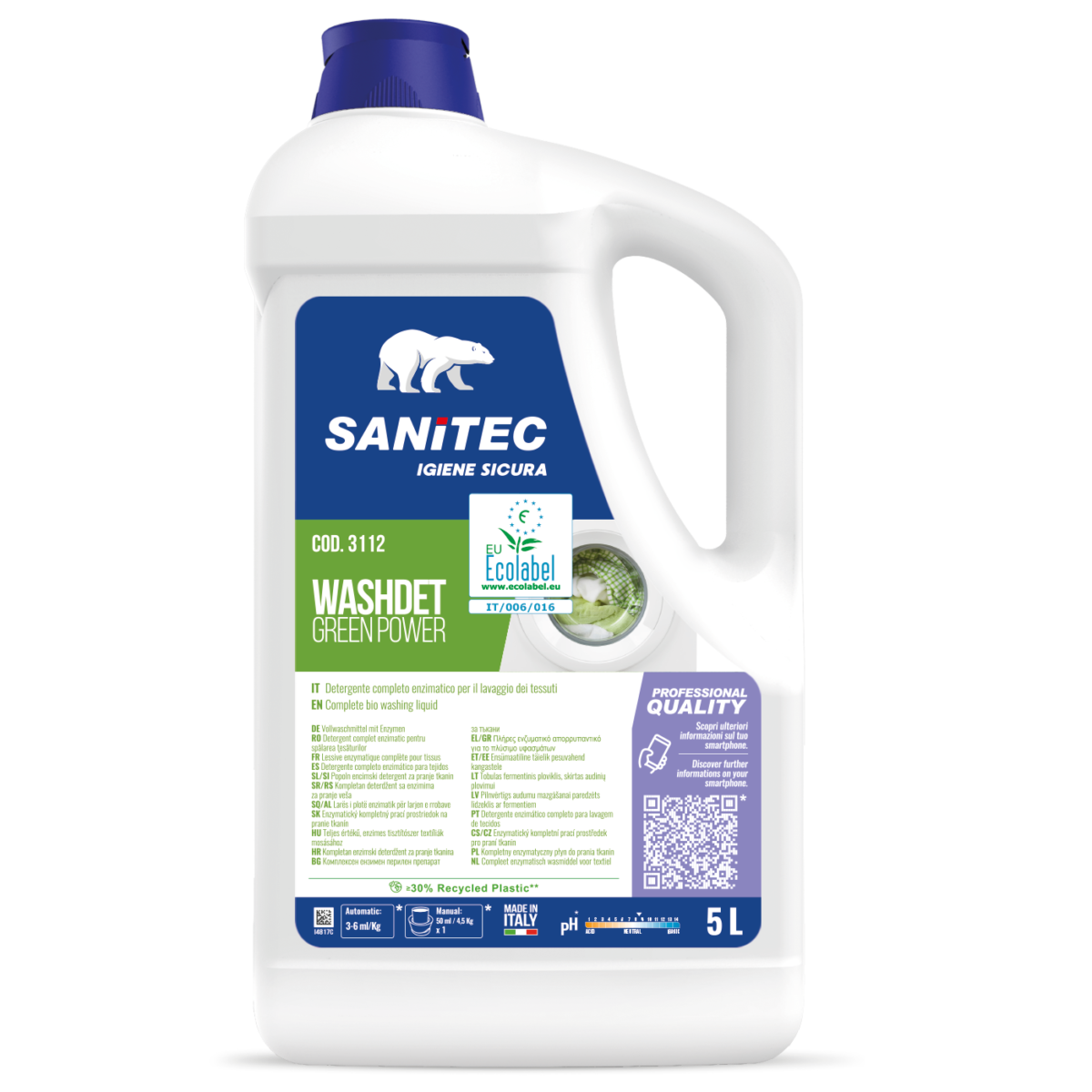 WASHDET SANITEC - Detergente Enzimatico Bucato Professionale