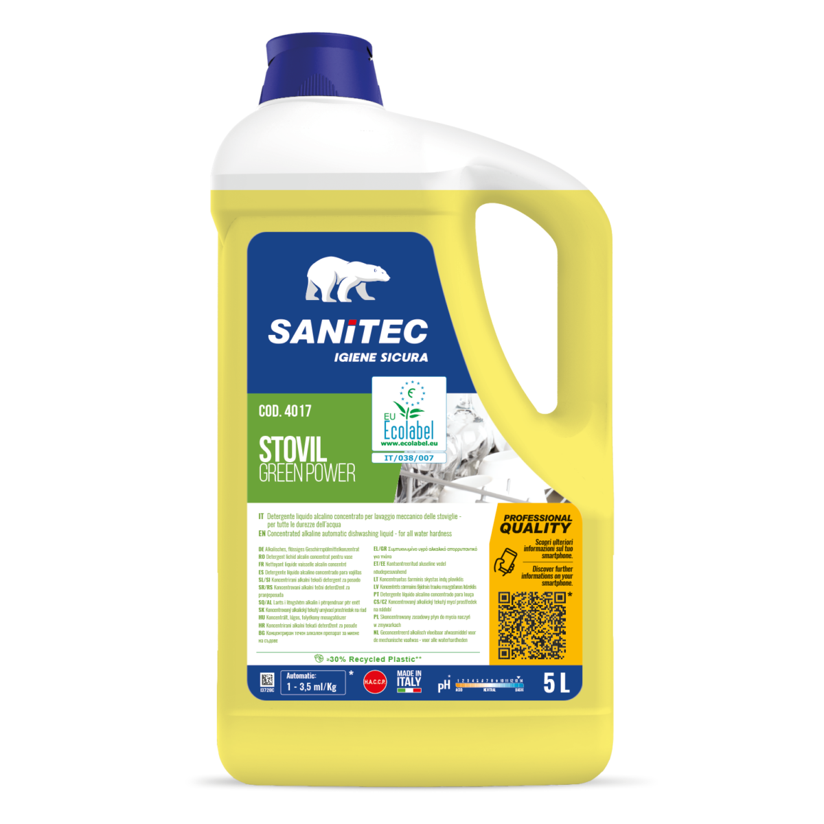 Detergente lavastoviglie Stovil Green Power ecologico professionale 5lt