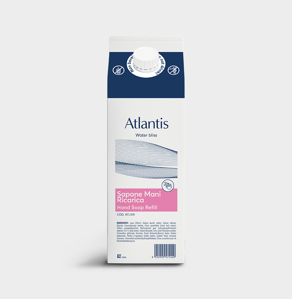 Hand soap Atlantis dermatologicamente testato per hotel e B&B ricarica 1lt