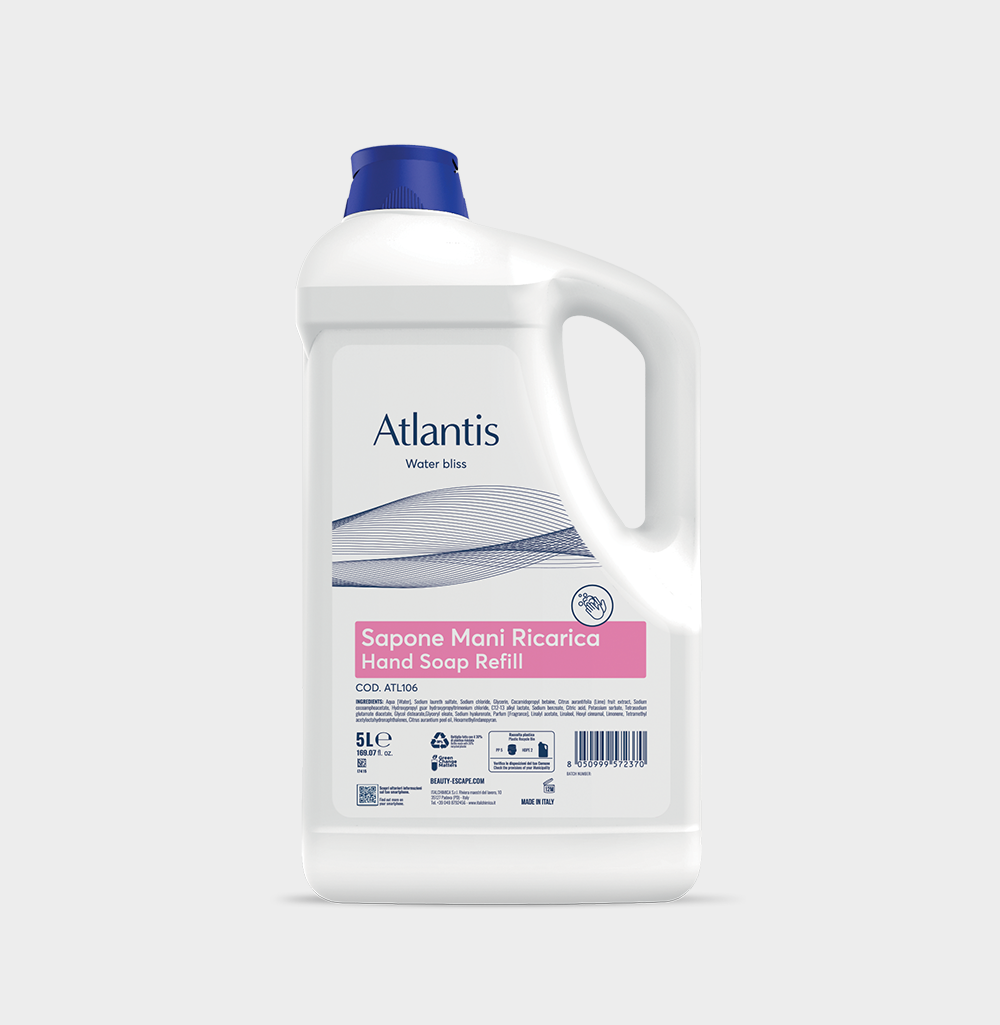 Hand soap Atlantis dermatologicamente testato per hotel e B&B ricarica 5lt