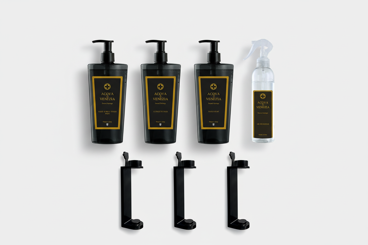 Professional Acqva di Venezia 4-product flat lay with 3 brackets