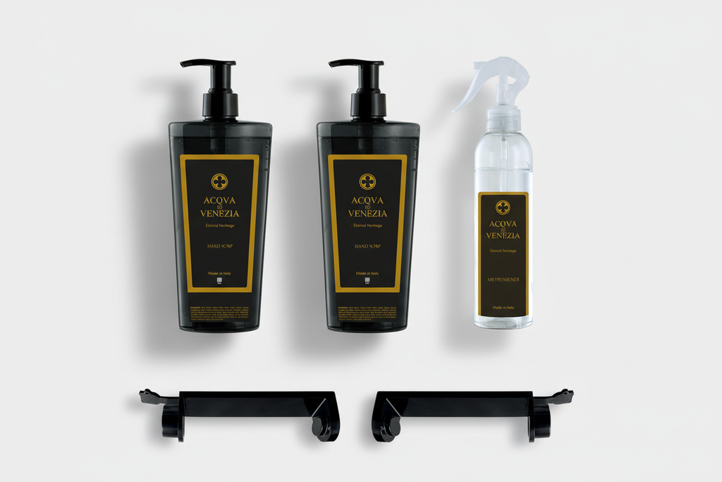 Professional Acqva di Venezia product flat lay with brackets