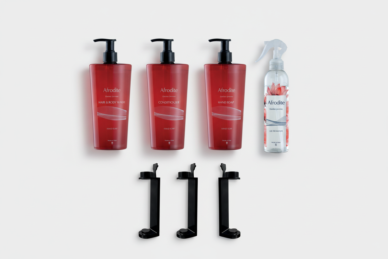 Professional Afrodite 4-product flat lay with 3 brackets