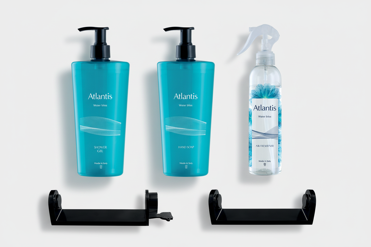 Professional Atlantis product flat lay with actual brackets