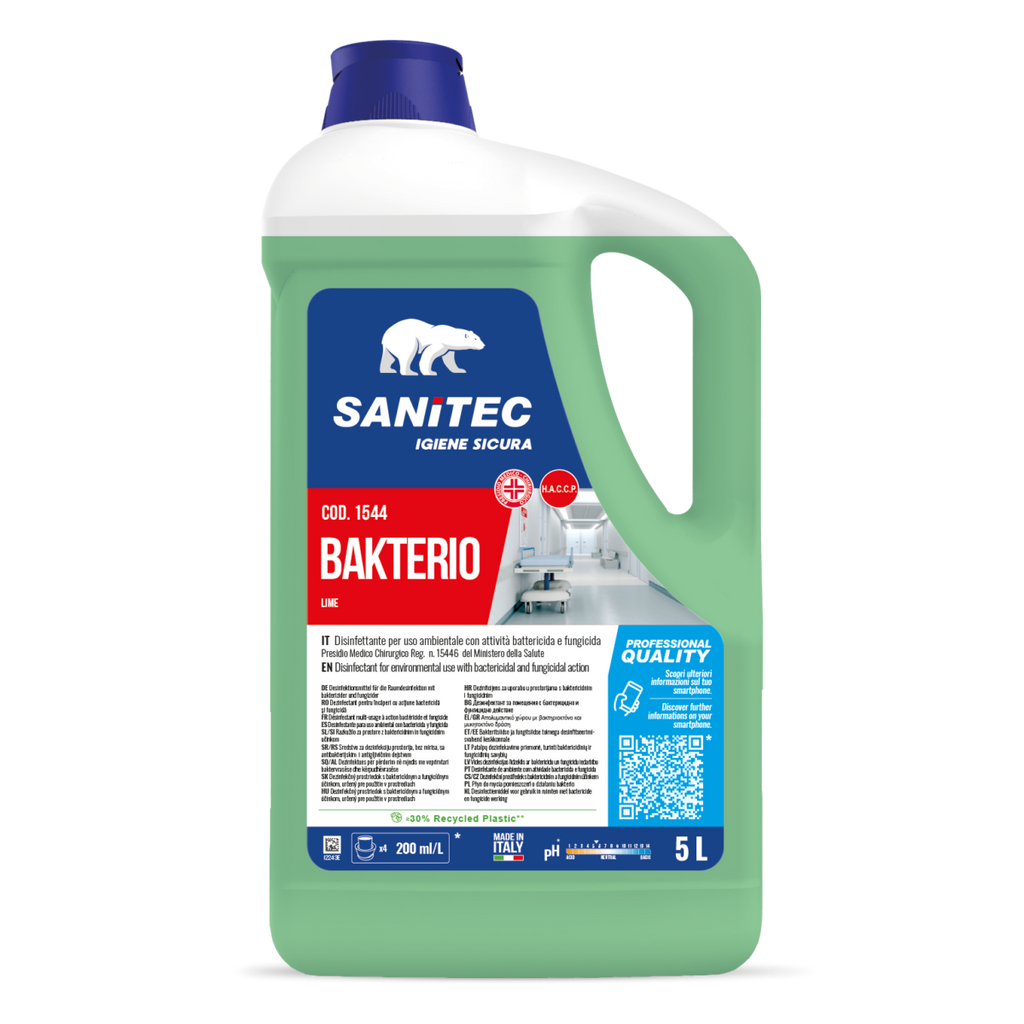 Flacone Bakterio SANITEC disinfettante pavimenti professionale 5lt lime