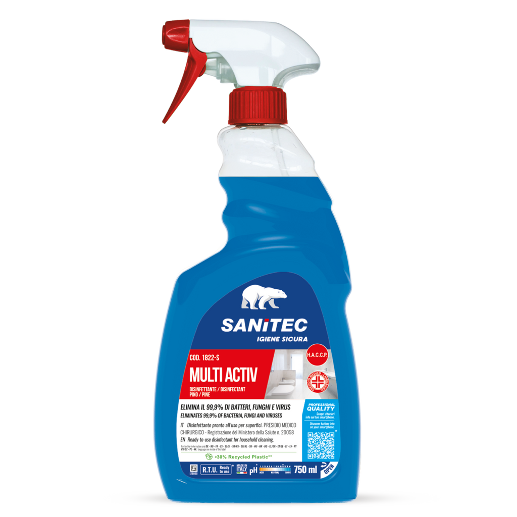 Spray disinfettante Multi Activ SANITEC professionale per superfici BAGNO