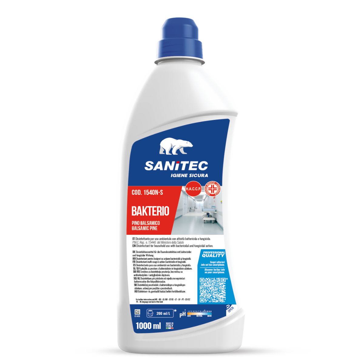 Bakterio SANITEC disinfettante professionale per pavimenti 1LT